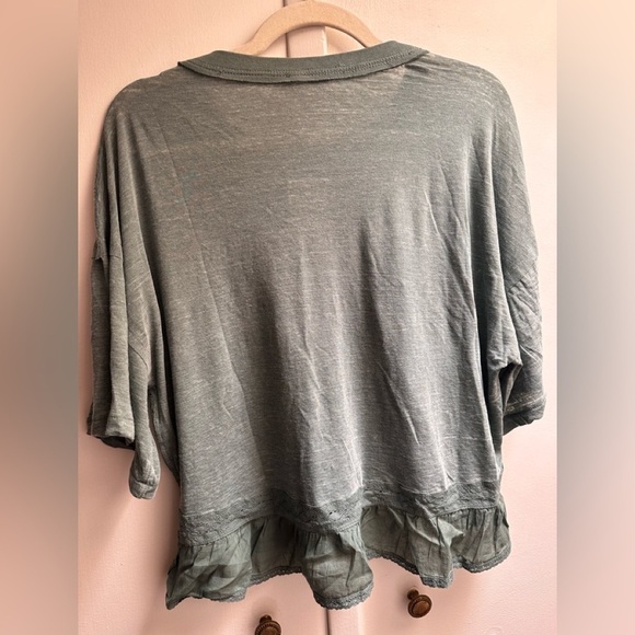 Nwt Free People Fall in Love Lace Inset Tee Medium - Picture 4 of 4